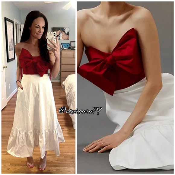 anthropologie colorblocked bow tie maxi dress